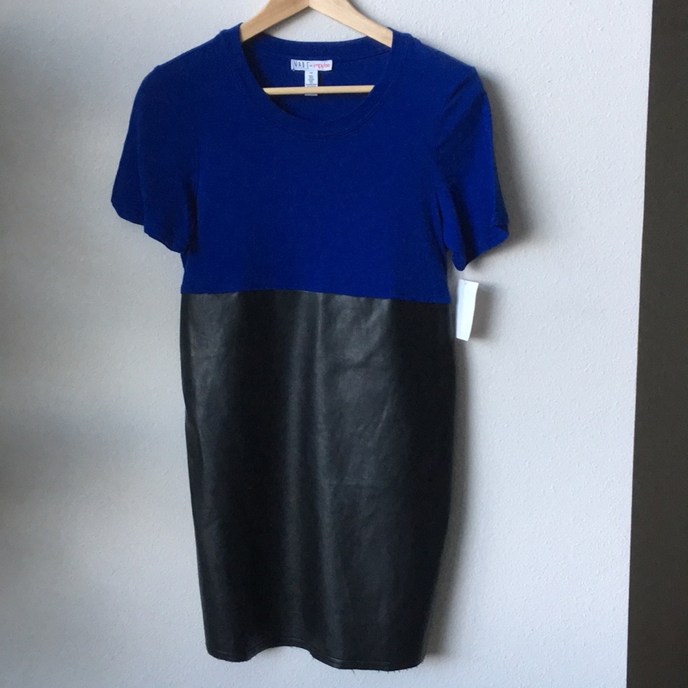Fashion week T shirt Faux leather dress. NWT